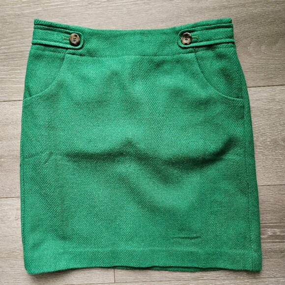 Ann Taylor green wool women's short skirt size 0 - Picture 1 of 6